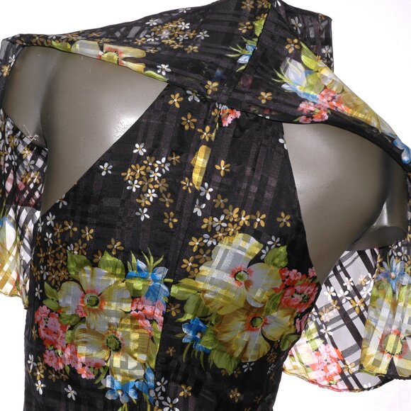 Maxi DRESS Sleeveless Lined Floral Party Cottage Core Vintage 70s 80s Sz XS - Picture 8 of 8